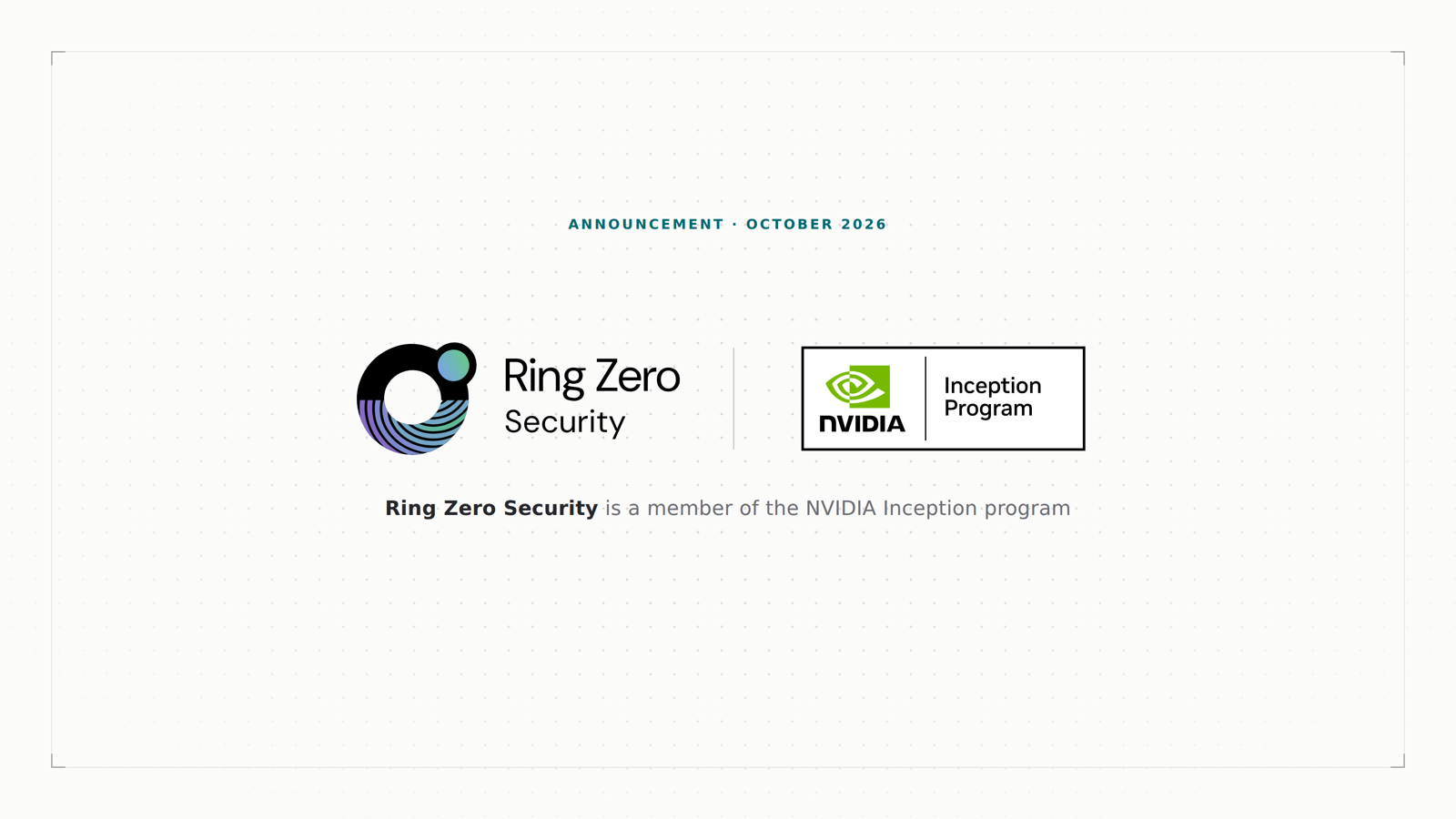 Ring Zero Security and the NVIDIA Inception Program member badge, side by side